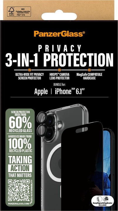 Actual product image PanzerGlass Privacy (1 Piece, Apple iPhone 16)