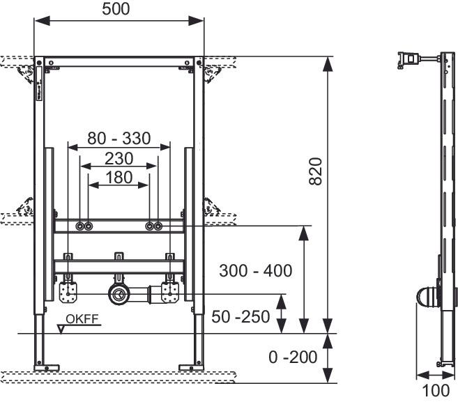 Image du produit TECE TECEprofil module de bidet hauteur 820 mm pour bidet mural 9330005