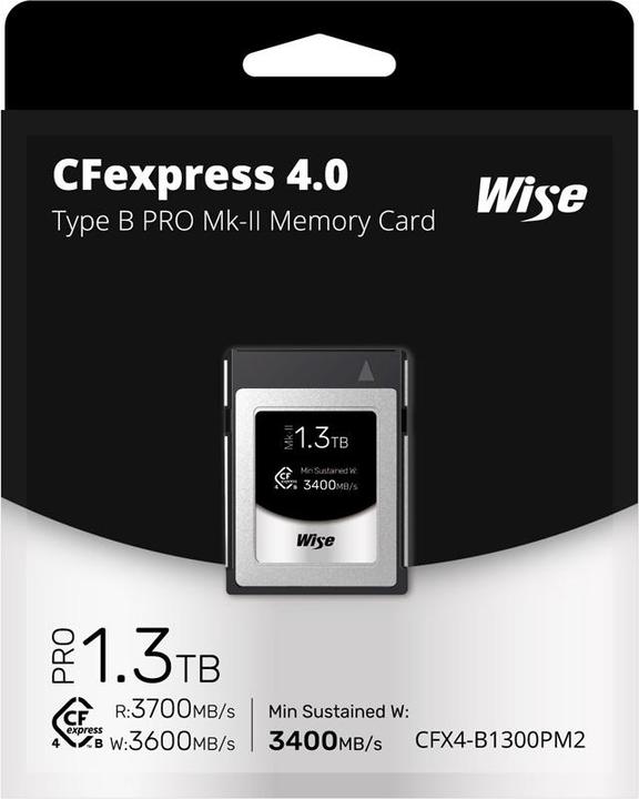 Productafbeelding Wise CFexpress 4.0 Type B PRO 1.3TB MK-II WI-CFX4-B1300PM2 (1300 GB, CFexpress type B)