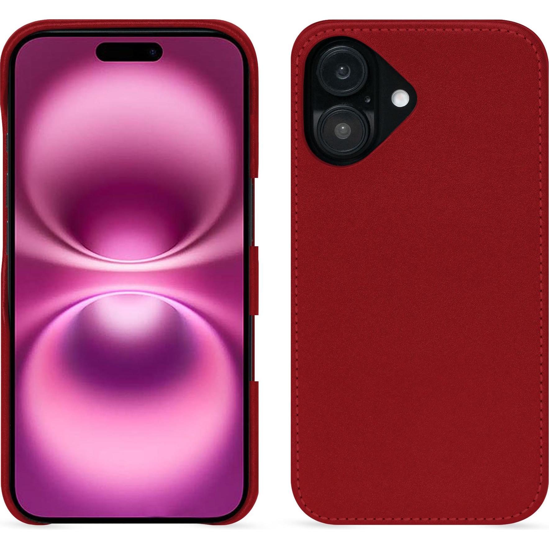 Noreve Lederschutzhülle (Apple iPhone 16 Plus), Smartphone Hülle, Rot