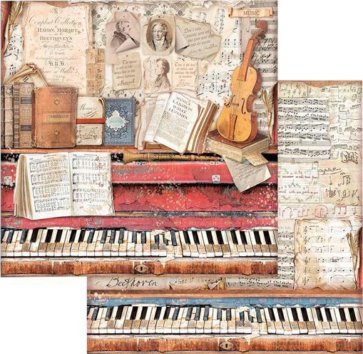 Image du produit Stamperia Bloc de scrapbooking "Bibliothèque Vintage", 10 feuilles, 30,5 x 30,5 cm (190 g/m², 10 x)