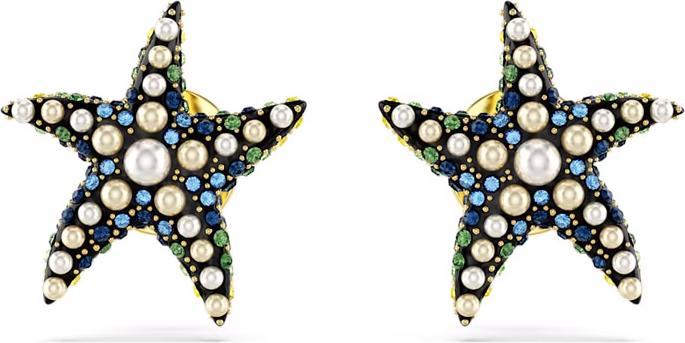 Actual product image Swarovski Idyllia stud earrings starfish blue gold (Swarovski Metal)