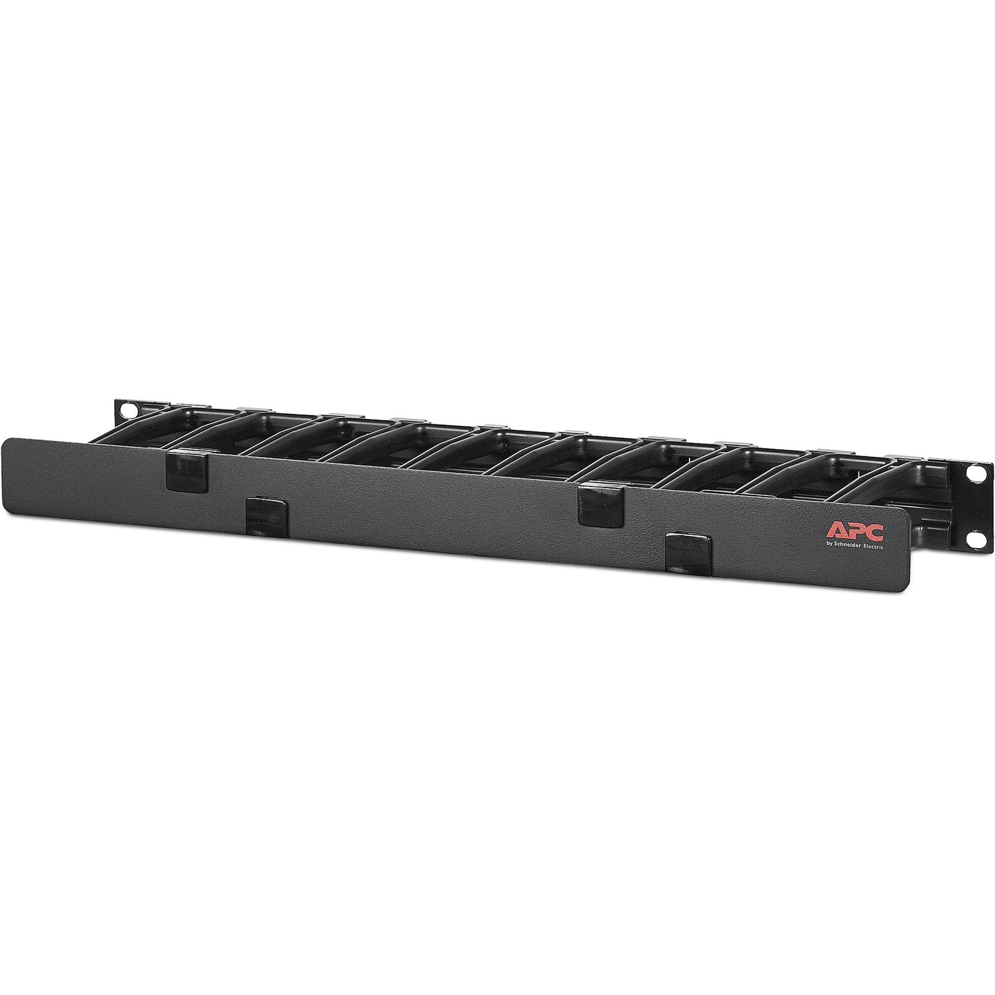 APC Horizontal Cable Manager 1Ux4Zoll 10 cm Deep SingleSided with Cover, Serverschrank Zubehör, Schwarz