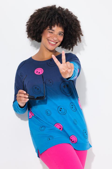 Actual product image Angel of Style Oversized Long-Sleeve Color Gradient Smiley Print Sweatshirt (46)
