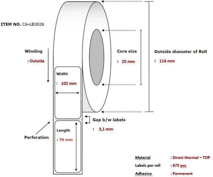 Produktbild Capture Label 102x76, Core 25 (10.20 cm)