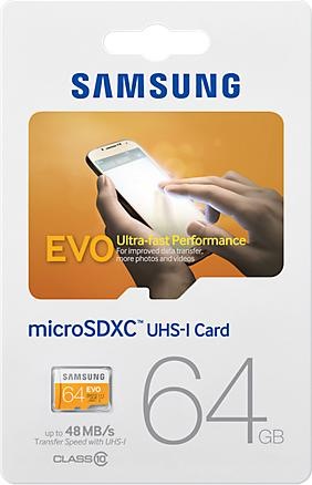 Produktbild Samsung EVO microSDXC mit Adapter (64 GB, microSDXC, U1, UHS-I)
