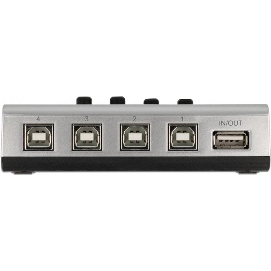 Thumbnail - Delock Umschalter USB 2.0 mit 4 x Typ-B Buchse zu 1 x Typ-A Buchse manuell bidirektional (USB-A, 4 Ports), Dockingstatio...