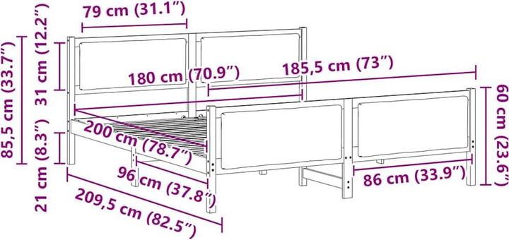 Image du produit vidaXL Moderner Bettrahmen (180 x 200 cm)