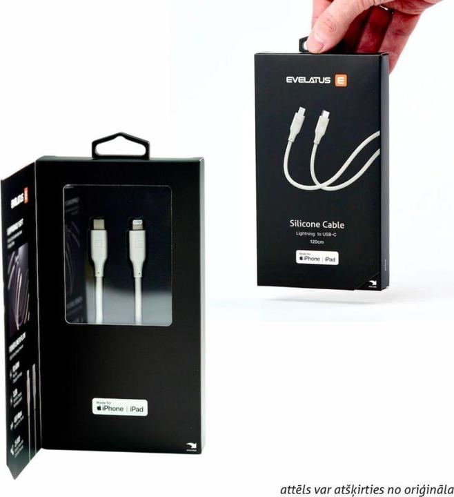 Produktbild Evelatus USB C to Lightning Silicone Cable 1.2M (MFI10CL) 60W / 20V3A (1.20 m, USB 3.2 Gen 1, 60 W)