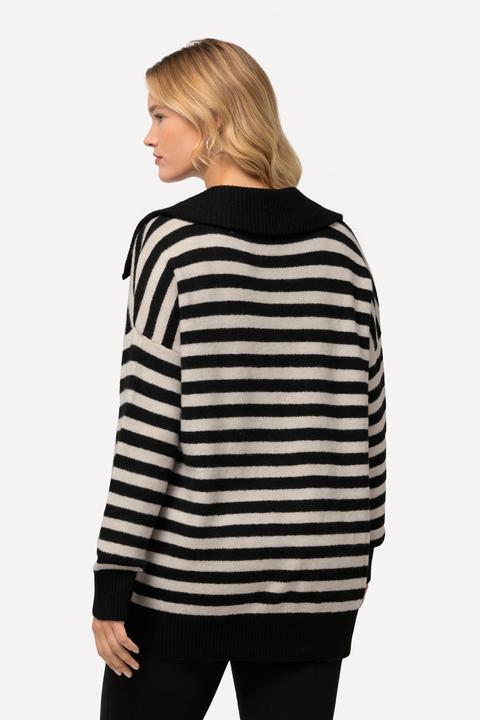 Produktbild Ulla Popken Troyer, Ringel, Oversized, Reissverschluss, Langarm (46, 48)