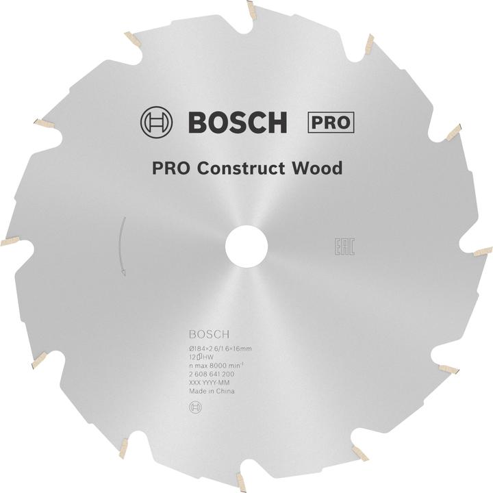 Produktbild Bosch Professional Zubehör PRO Construct Wood Kreissägeblatt, 184 x 2,6 x 16 mm
