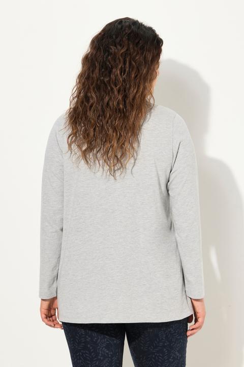 Immagine prodotto Ulla Popken Maglia dal taglio svasato con pieghe, perline, scollo a girocollo e maniche lunghe (50, 52)
