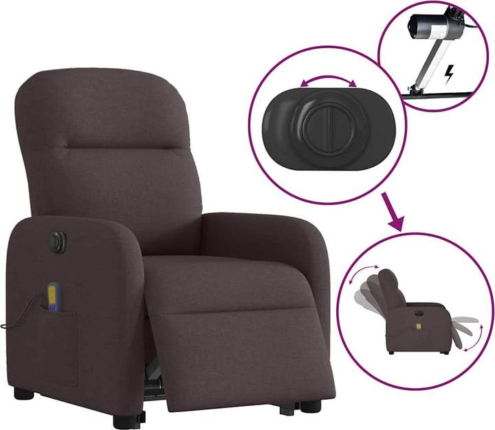 Immagine prodotto VidaXL Poltrona massaggiante elettrica con ausilio per la risalita in tessuto marrone scuro