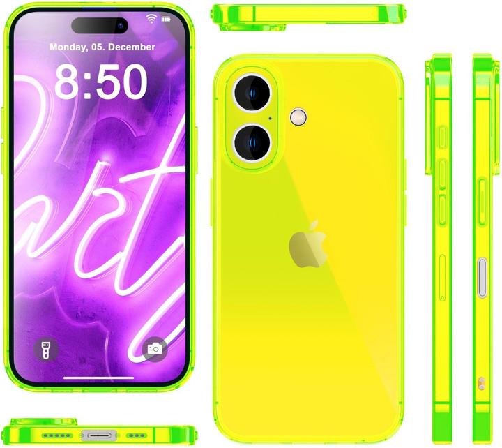 Immagine prodotto Nalia Copertura in silicone trasparente al neon (Apple iPhone 16)