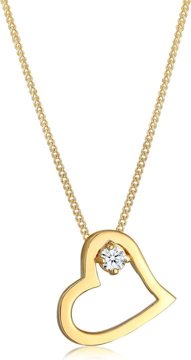 Elli DIAMONDS Necklace Ladies Heart Linked with Diamond 003ct in 585 Yellow Gold Diamond (585 yellow gold, 45 cm)