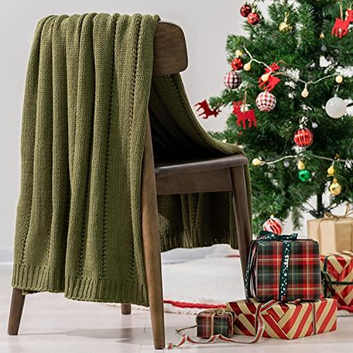 Produktbild Alopini Kuscheldecke Strickdecke 152x203, weiche warme grob gestrickte Decke gestrickte Wohndecke für Bett