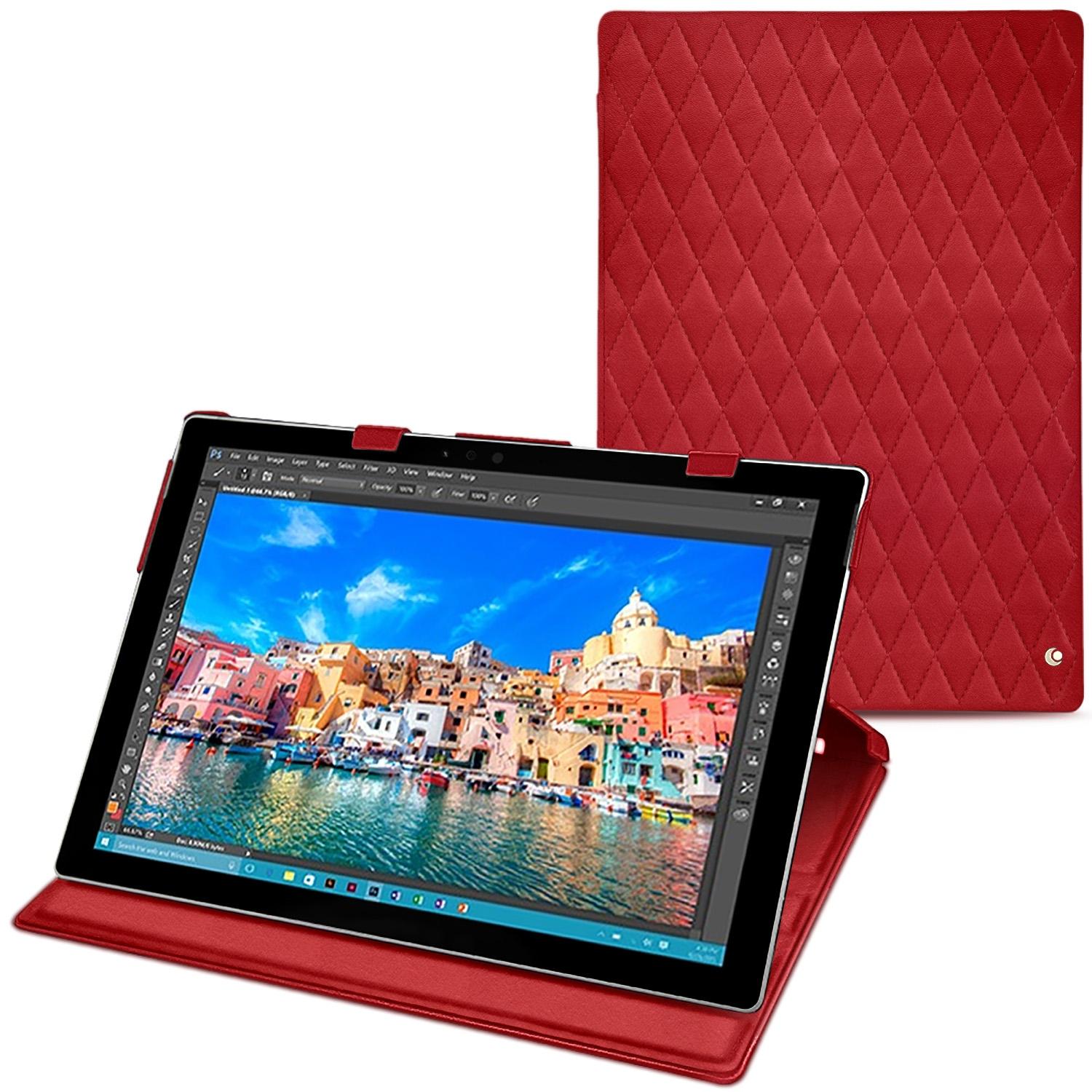 Noreve Lederschutzhülle vertikal (Microsoft Surface Pro 4), Tablet Hülle, Rot