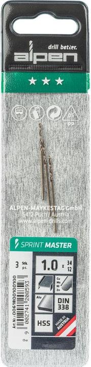 Actual product image Alpen Twist drill (1 millimetre)
