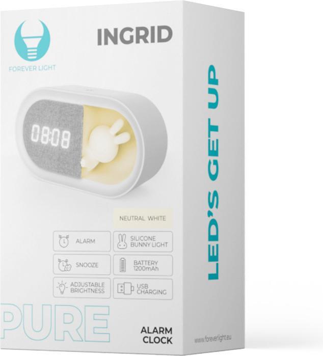 Immagine prodotto Forever Light Wecker mit LED-Hasen-Nachtlicht PURE FNL-05 INGRID weiss lang