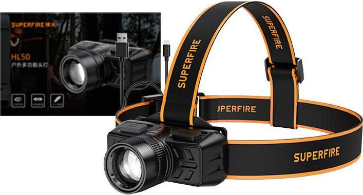 Produktbild Superfire flashlight mounted on the head USB 300lm (300 lm)