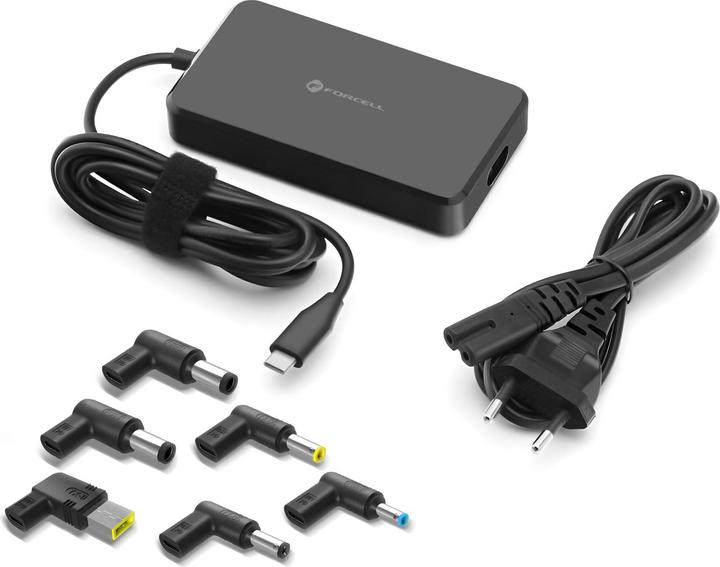 Image du produit Forcell Adapter F-ENERGY E856 uniwersal laptop charger 65W (6 adaptors) - czarny (65 W)