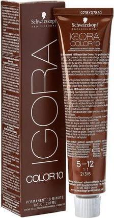 Produktbild Schwarzkopf Professional Igora Color 10 Permanent 10 Minute Color Cream (5-12 Hellbraun Cendré Asch)