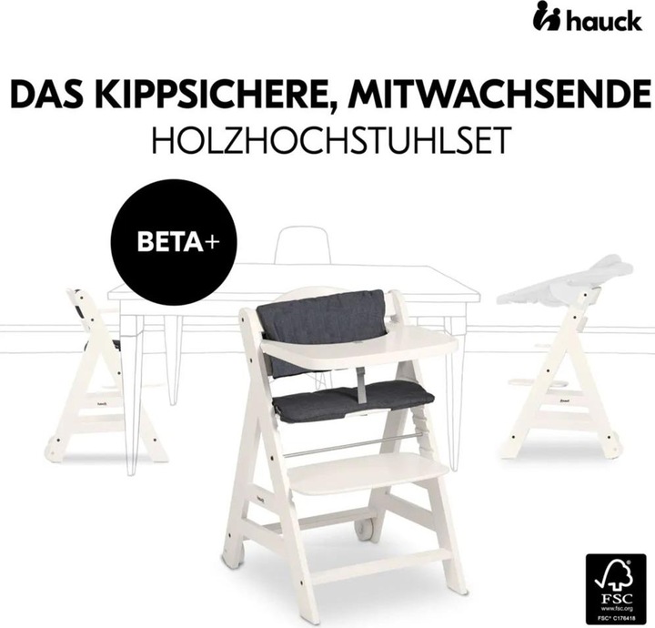Actual product image Hauck Highchairs Beta Plus White 5-piece Newborn Set - Highchair + 2in1 (Highchair)