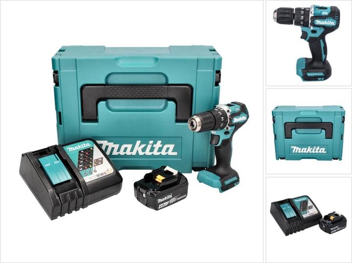 Productafbeelding Makita DHP 487 RM1J Accu-slagboormachine 18 V 40 Nm Brushless + 1x accu 4.0 Ah + lader + Mak (Oplaadbare batterij)
