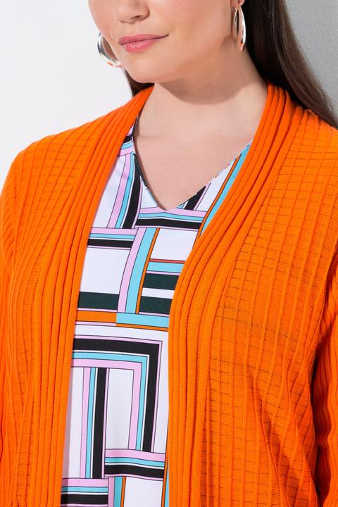 Produktbild Ulla Popken Plissee-Strickjacke, A-Linie, Schalkragen, Langarm (58, 60)