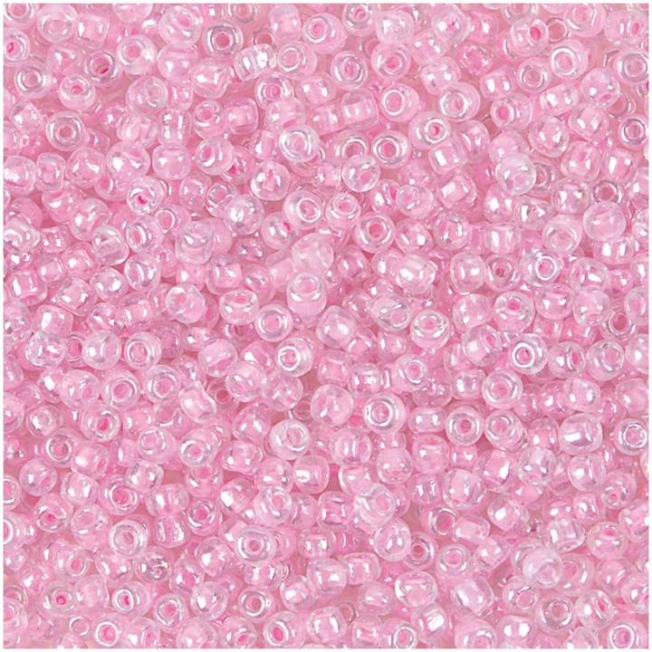 Rico Rocailles transparent Farbeinzug rosa 3.1 mm, 17 g, Lochung: Ø ca. 1,3 mm