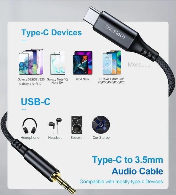 Immagine prodotto Choetech USB C — Jack da 3,5 mm (2 m, Connettore da 3,5 mm (AUX), USB)