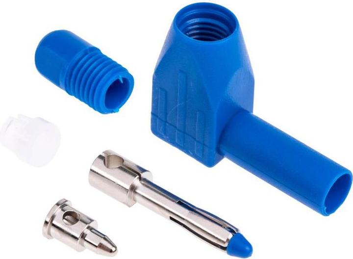 Produktbild RS PRO Blue Male Banana Plug, 4 mm Connector, Solder Termination, 20A, 1000V Packung à 5 Stück