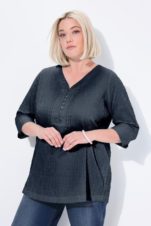 Actual product image Ulla Popken Textured Stripe Pintuck Blouse (68)