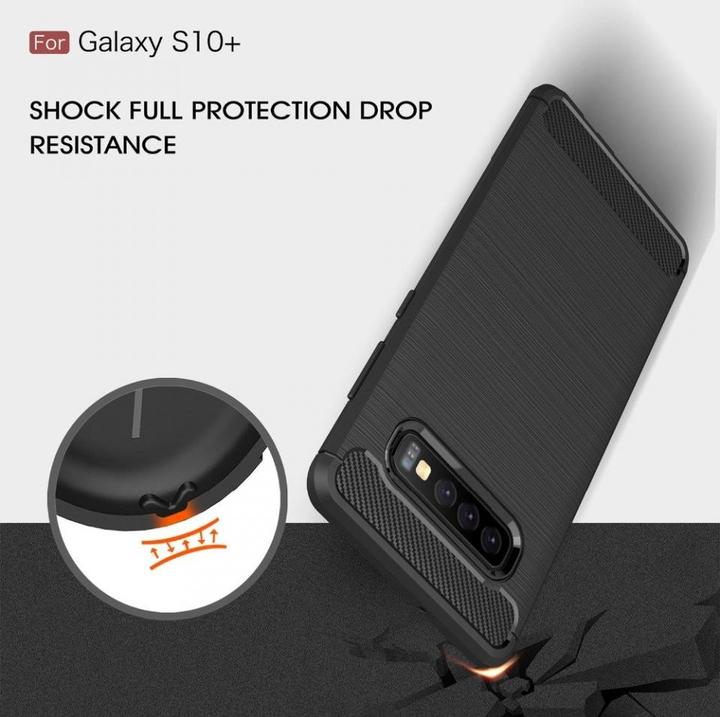 Produktbild Screenguard Samsung Galaxy S10+ Hülle Carbon Brushed Soft TPU (Samsung Galaxy S10+)