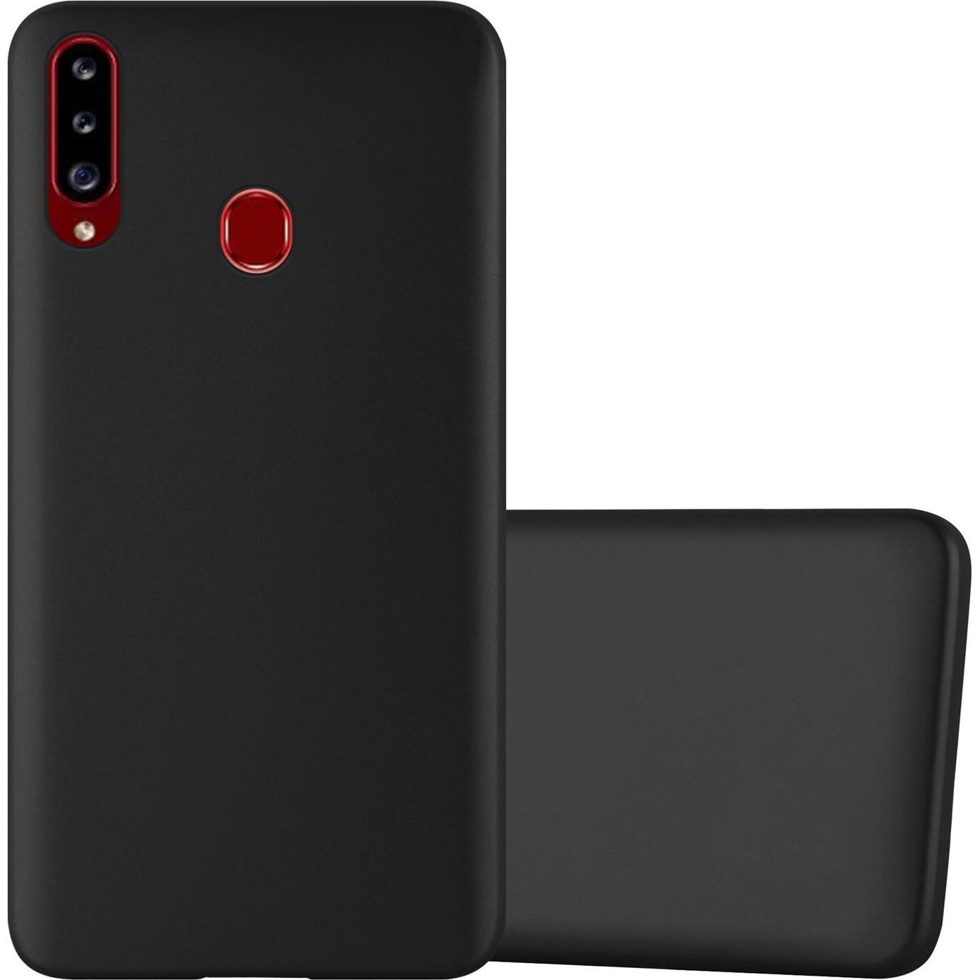 Cadorabo TPU Matt Metallic Cover (Samsung Galaxy A20s), Smartphone Hülle, Schwarz