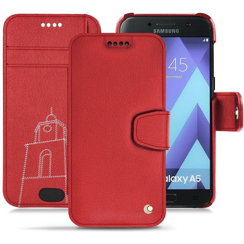 Noreve Lederschutzhülle Wallet (Samsung Galaxy A5 (2017)), Smartphone Hülle, Rot