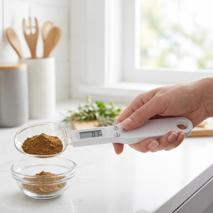 Actual product image Arendo Löffelwaage digital Küchenwaage Feinwaage, LCD-Anzeige, 0,1g Auflösung, max. 500g, Tarafunktion