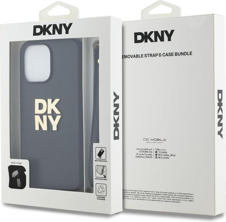 Actual product image DKNY DKHCP15XPBSWSK iPhone 15 Pro Max 6.7" czarny/black hardcase Wrist Strap Stock Logo (Apple iPhone 15 Pro Max)