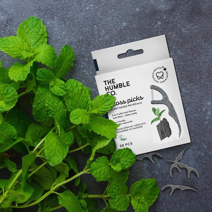 Actual product image The Humble Co. Flosspick Aktivkohle