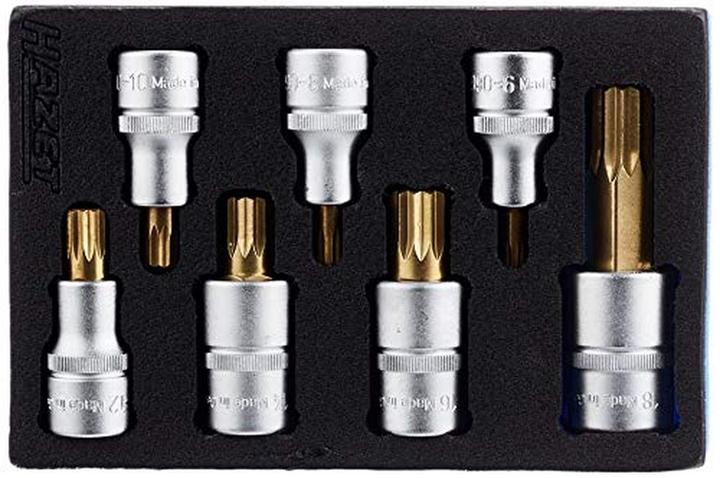 Actual product image HAZET Screwdriver socket set ∙ XZN 163-243/7 ∙ Square, hollow 12.5 mm (1/2 inch) ∙ Internal serrati…