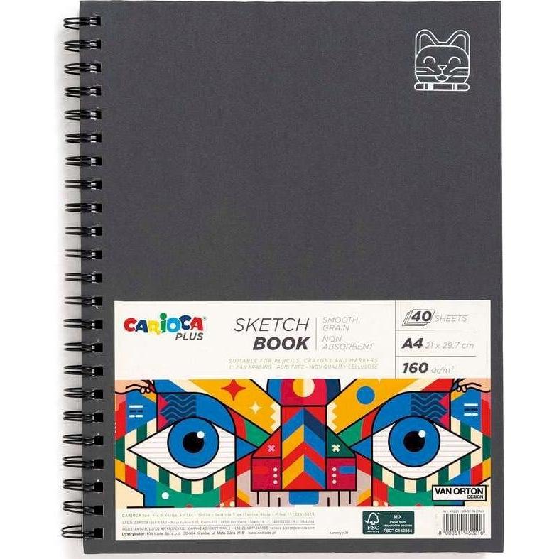 Carioca, Heft + Block, Plus - Sketchpad 160g, A4, 40 pages with spiral spine (809325) (A4)