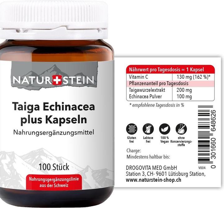 Nährwerte und Zutaten Naturstein Taiga Echinacea plus (100 Stück, Kapseln, 155 g)
