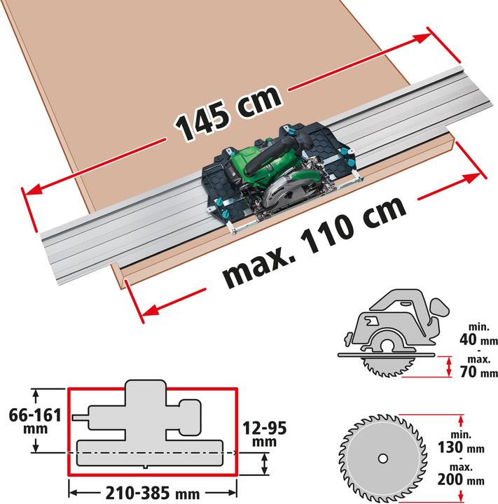 Produktbild wolfcraft 1 FKS 145 - Führungsschiene für HKS (145 cm)