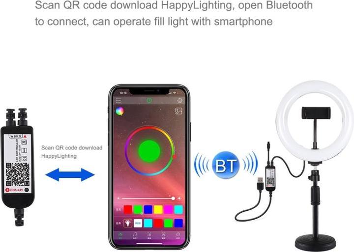 Actual product image Puluz PKT3080B RGB Desk Selfie Video Light (Ring light)