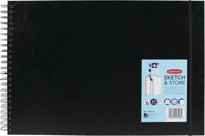 Derwent Carnet de croquis à couverture rigide Sketch & Store, A3, 56 feuilles
