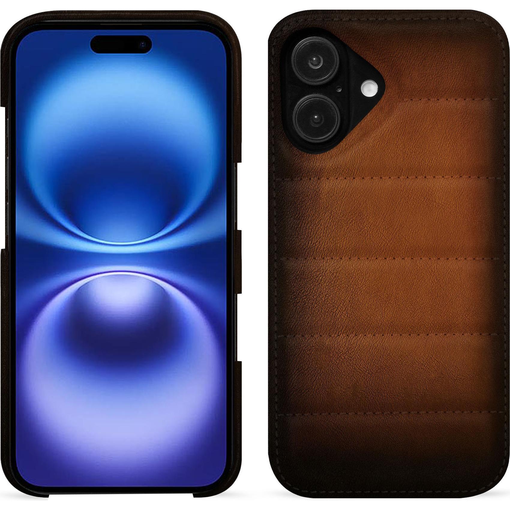 Noreve Lederschutzhülle (Apple iPhone 16), Smartphone Hülle, Braun