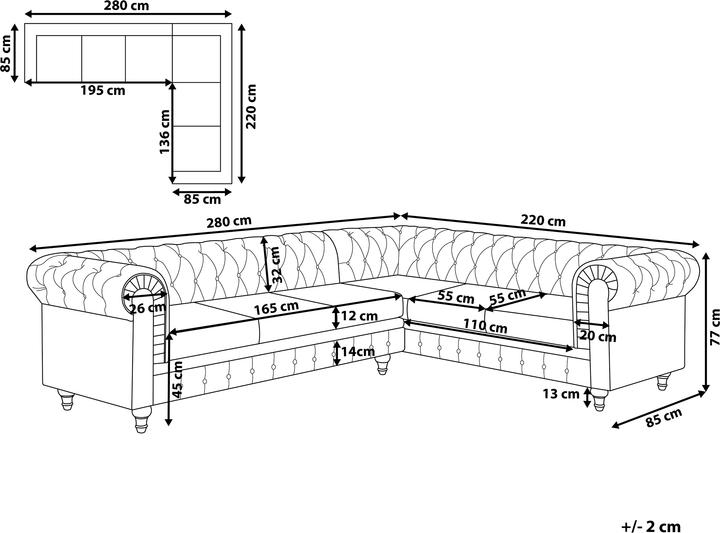 Actual product image Beliani Chesterfield (Corner sofa, Chesterfield)