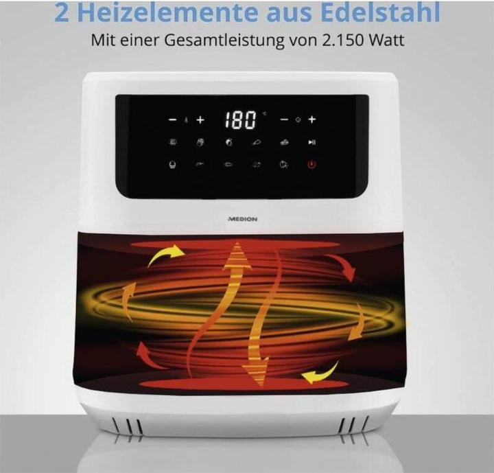 Image du produit Medion MD 11750 Life P10 XL Friteuse à air chaud duo 6,8 l, blanc