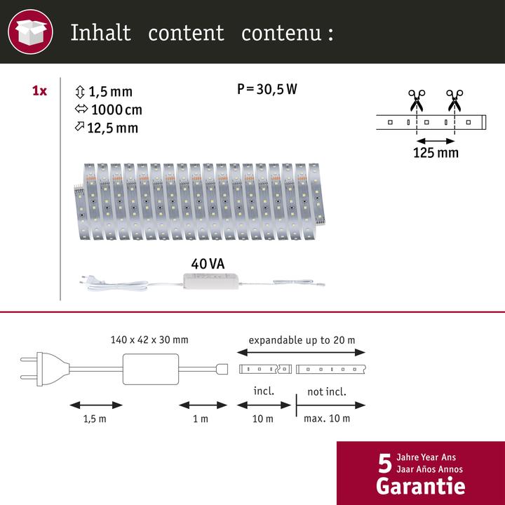 Actual product image Paulmann MaxLED 500 Basisset (Neutral White, 1000 cm, Indoor)