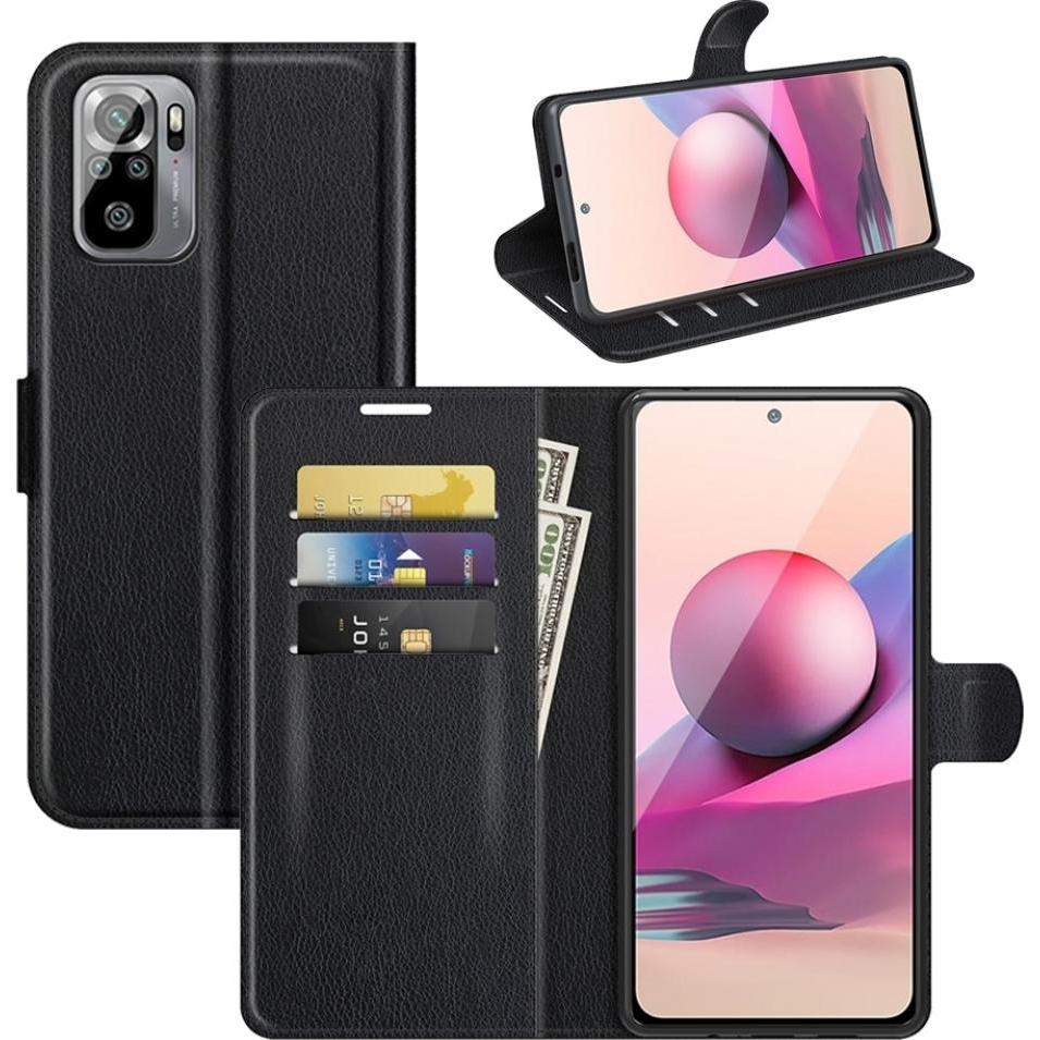 Screenguard Xiaomi Redmi Note 10S Leather Guard Lederhülle (Xiaomi Redmi Note 10S), Smartphone Hülle, Schwarz